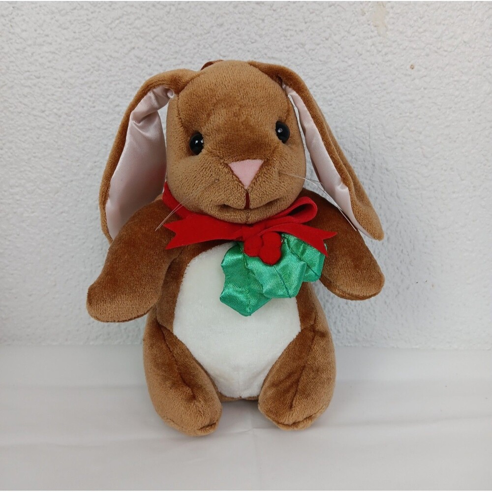 The Velveteen Rabbit Plush Vintage 1985 Rabbit Ears Production Christmas Holly